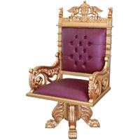 Fauteuil de bureau trône royal en acajou doré bordeaux Windsor