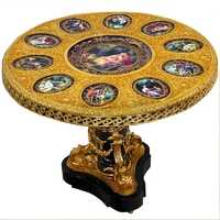 Table style Louis XV en bronze et médaillons en porcelaine Tourelles