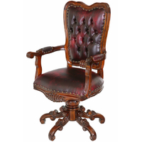 Fauteuil de bureau chesterfield bordeaux victorien en acajou Cardiff