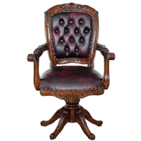 Fauteuil de bureau chesterfield bordeaux en acajou Walden