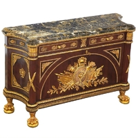 Commode aux faisceaux et trophées en acajou Compiègne