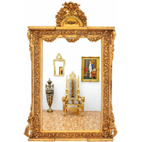 Miroir rococo en bois doré 180x124cm Baugé