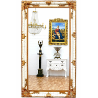 Grand miroir baroque 210x120cm en bois blanc doré Saverne