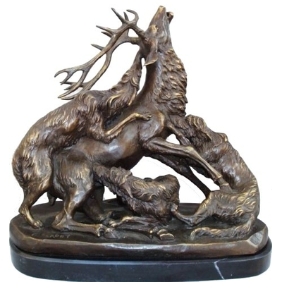 Statue-bronze-chasse-cerf