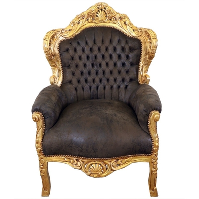 fauteuil-baroque-marron-dore