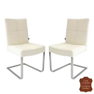 chaises-cuir-vachette-blanc