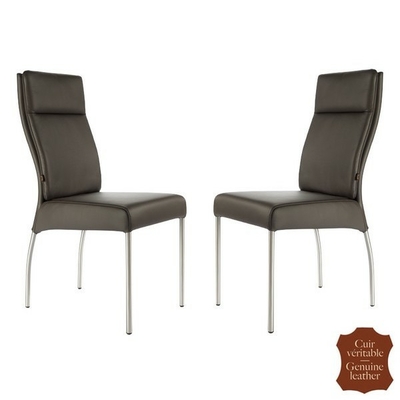 Chaises-cuir-marron-veritable