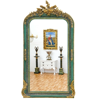 Miroir-vert-dore-baroque