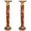 Paire de colonnes corinthiennes en marbre rouge style Empire Colombier