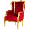 Fauteuil de père noël en bois doré et velours rouge Turgot