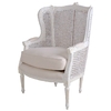 Fauteuil canné style Louis XVI en hêtre blanc Maurepas