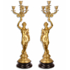 Paire de chandeliers style Empire en bronze doré Fontainebleau