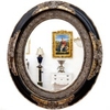 Miroir baroque ovale cadre en bois noir et argent 90x78 cm Agassac