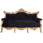 Canape-rococo-noir-dore