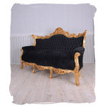Canape-rococo-noir-dore-a