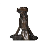 Statue-bronze-femme-chien-d