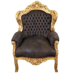 fauteuil-baroque-marron-dore