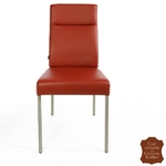 Chaise-cuir-veritable-rouge-a