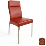 Chaise-cuir-veritable-rouge