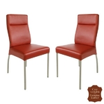 Chaises-cuir-veritable-rouge