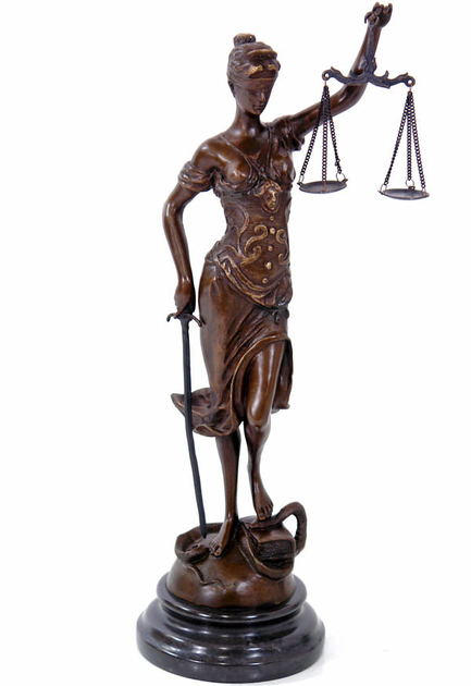 statue Themis déesse de la Justice en résine couleur bronze 28 cm de hauteur 