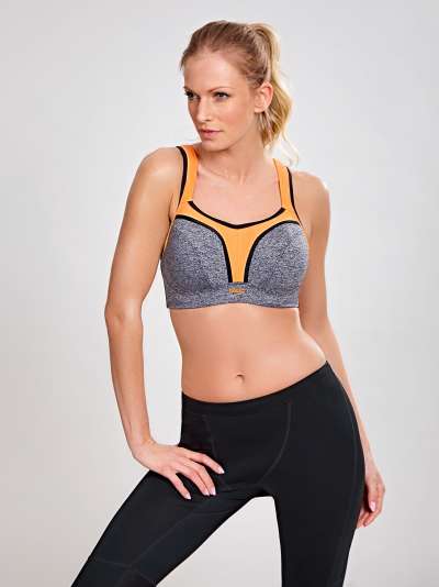 SOUTIEN GORGE  REMBOURRE ET ARMATURES EN MICROFIBRE DE SPORT  GRIS ET ORANGE REF 5021 PANACHE SPORT PANACHE LINGERIE