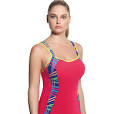 TOP DE SPORT FEMME SOUTIEN GORGE REMBOURRE  AVEC DES ARMATURES EN MICROFIBRE FUSHIA ET MOTIF RAYURES REF 7345 PANACHE SPORT PANACHE LINGERIE