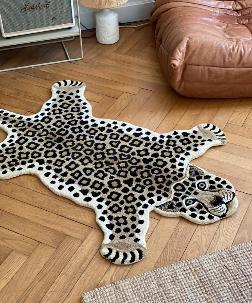 Grand leopard tapis l