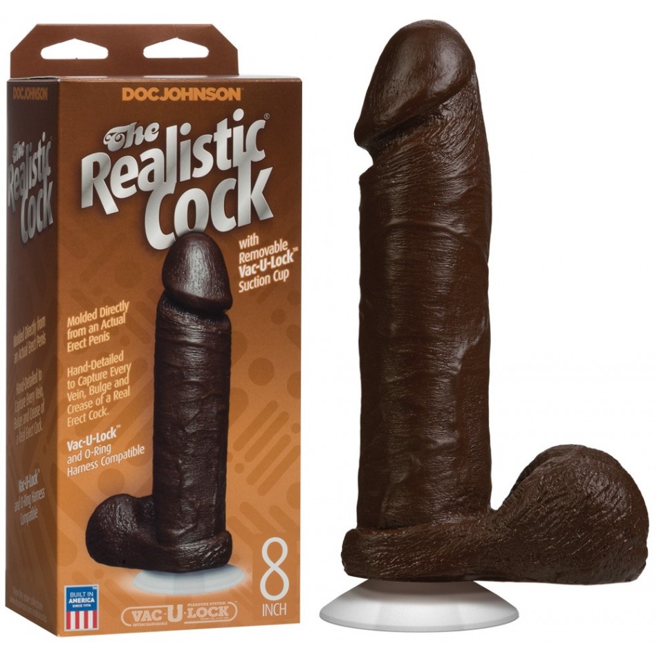 Gode Ventouse Vac-U-Lock The Realistic Cock Noir 20 cm