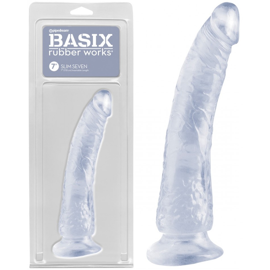 Gode ventouse Basix Rubber Works Slim transparent 20 cm