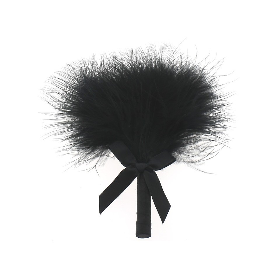 Plumeau noir sur tige avec noeud en satin noir