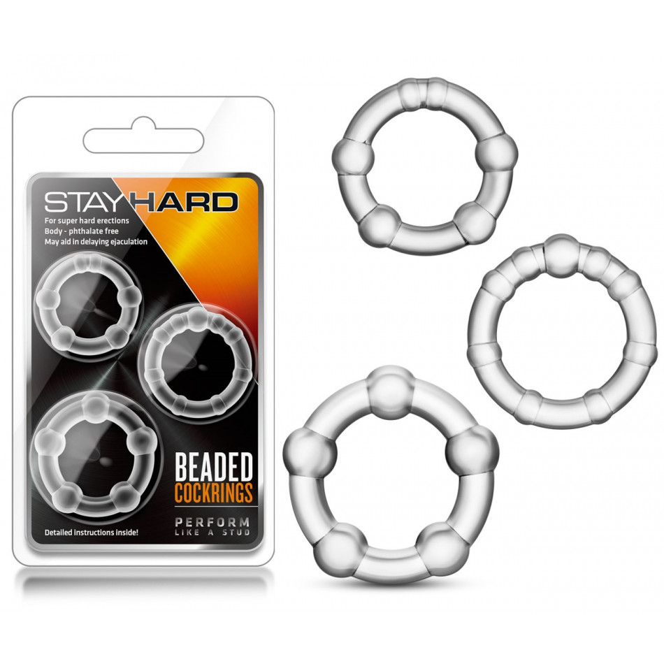 Pack 3 Anneaux Stay Hard Beaded Transparent