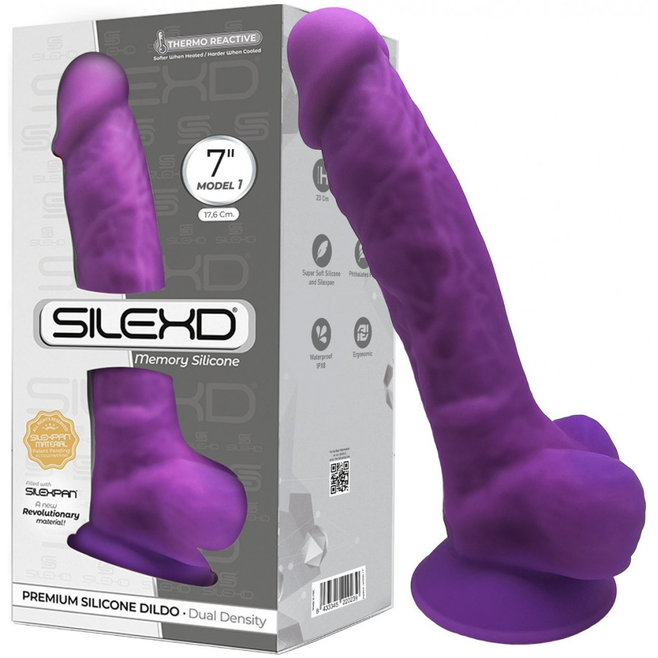 Gode double densité violet 17,5 cm - SilexD