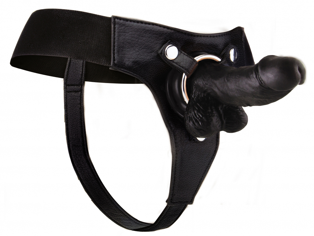 Gode ceinture réaliste noir 15 cm