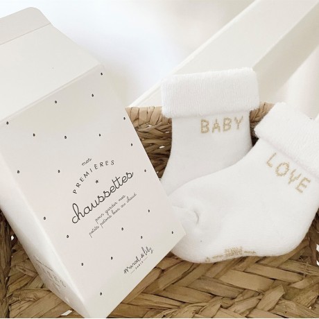 Chaussettes naissance « Baby Love » Milk et Or Marcel & Lily - Little  Bimbouts