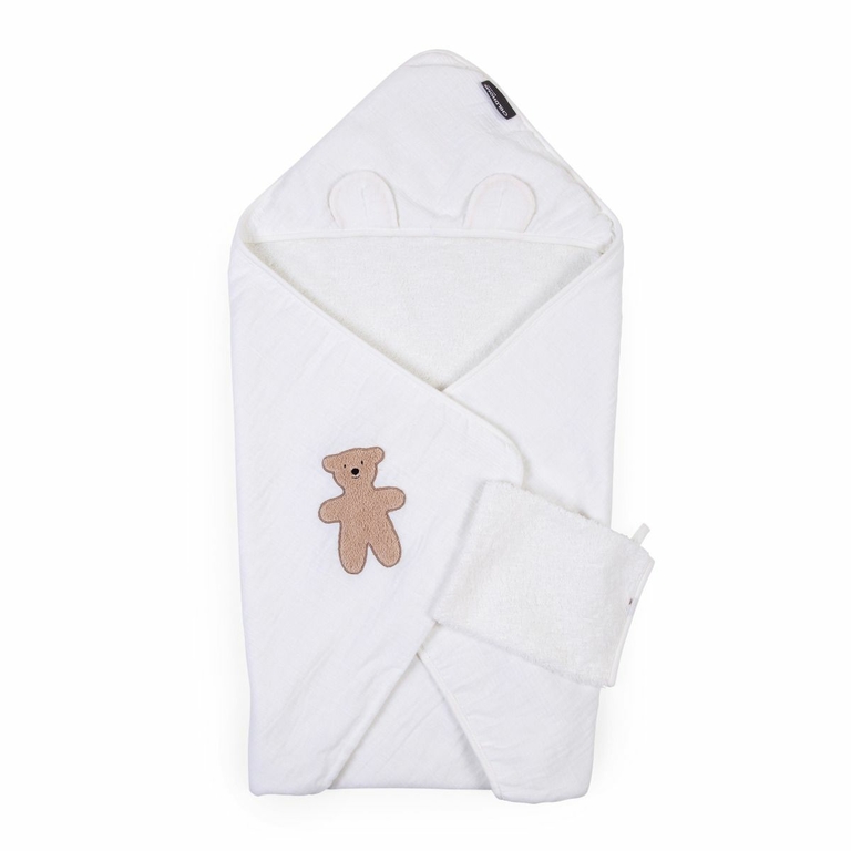 Cape de bain et gant de toilette Ours