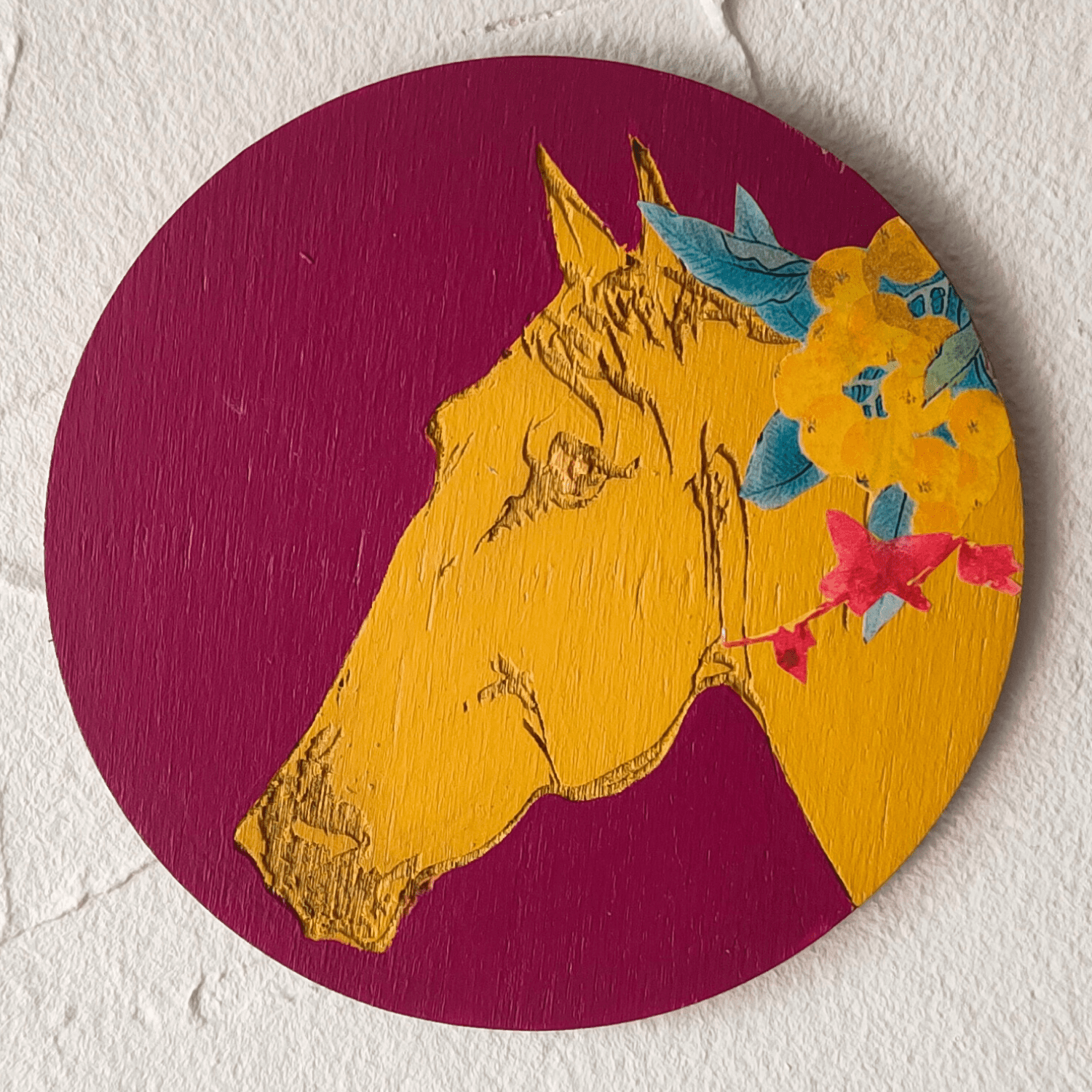 Portrait équin violine 10cm - Décoration murale - Bulle décorative - La découpe Mâconnaise