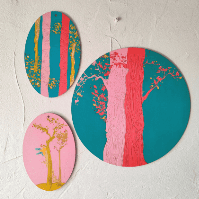 Ensemble arbre pastels  - Décoration murale - Bulle décorative - La découpe Mâconnaise