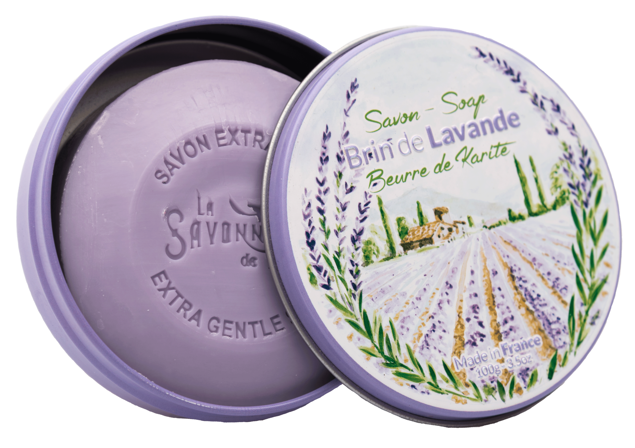 Boite Métal Ronde & Savon 100g Brin de Lavande