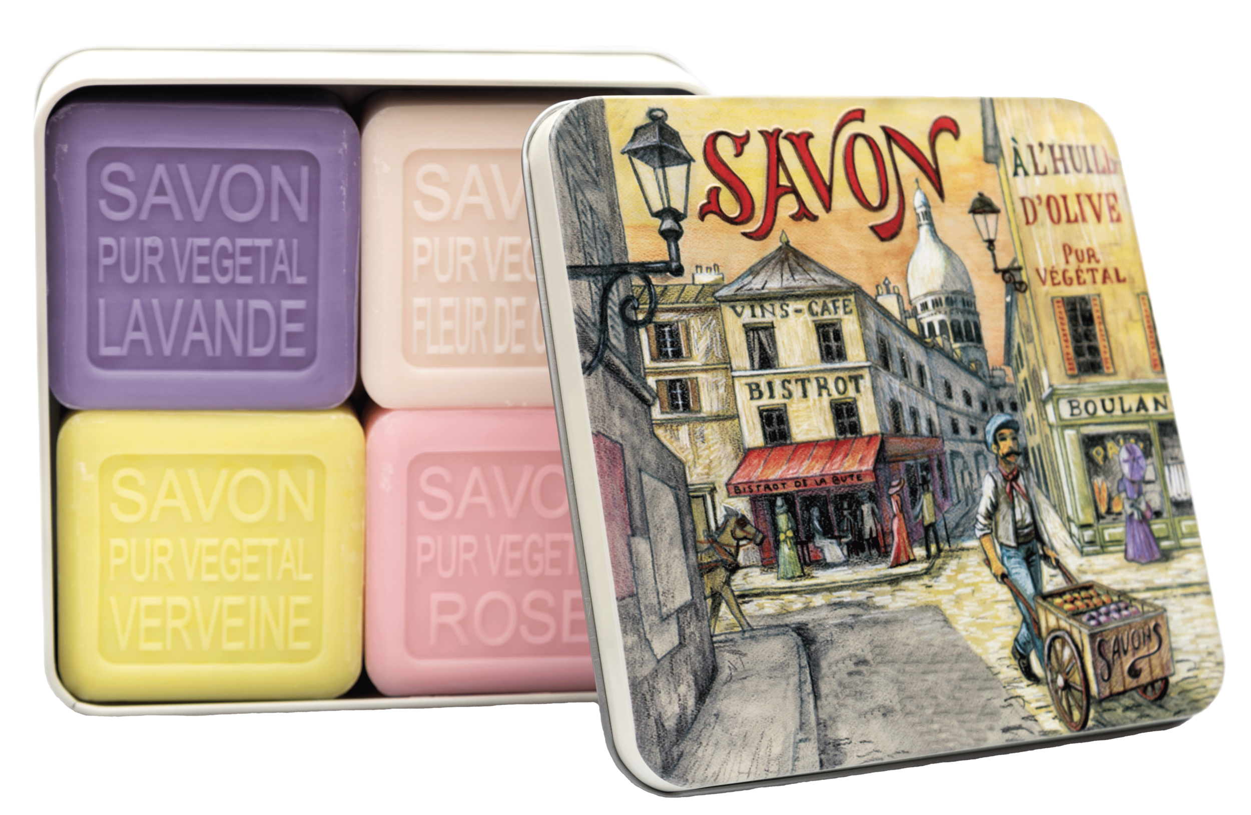 Boite Métal Montmartre & Savons 4x100g