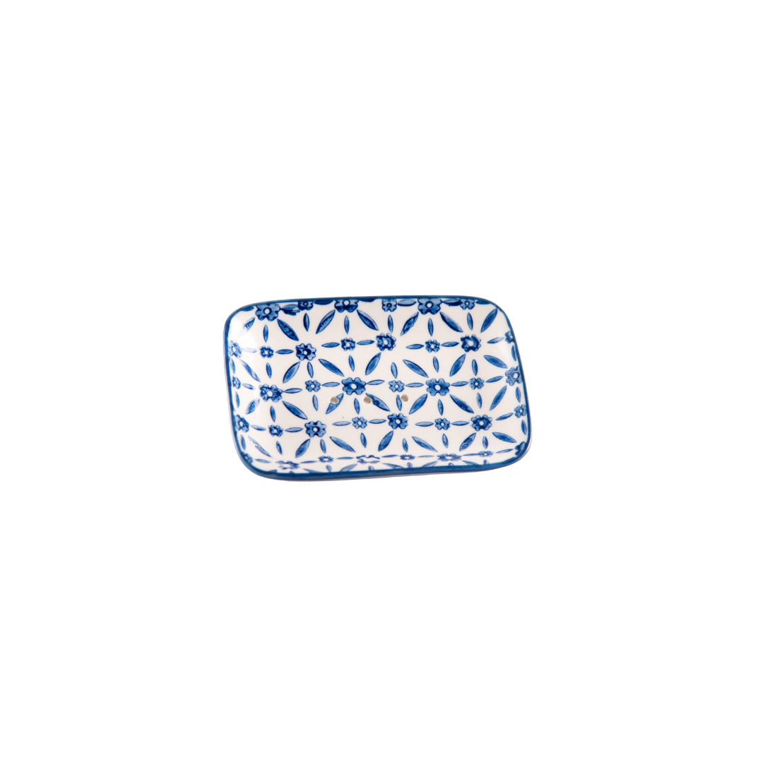 Porte Savon Pattern Rectangle Bleu