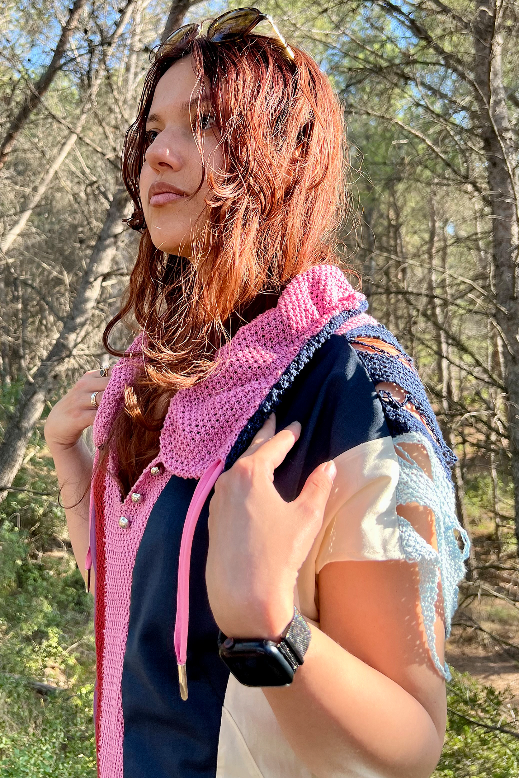 Robe polo artisanale_Multico_Zoom Devant col