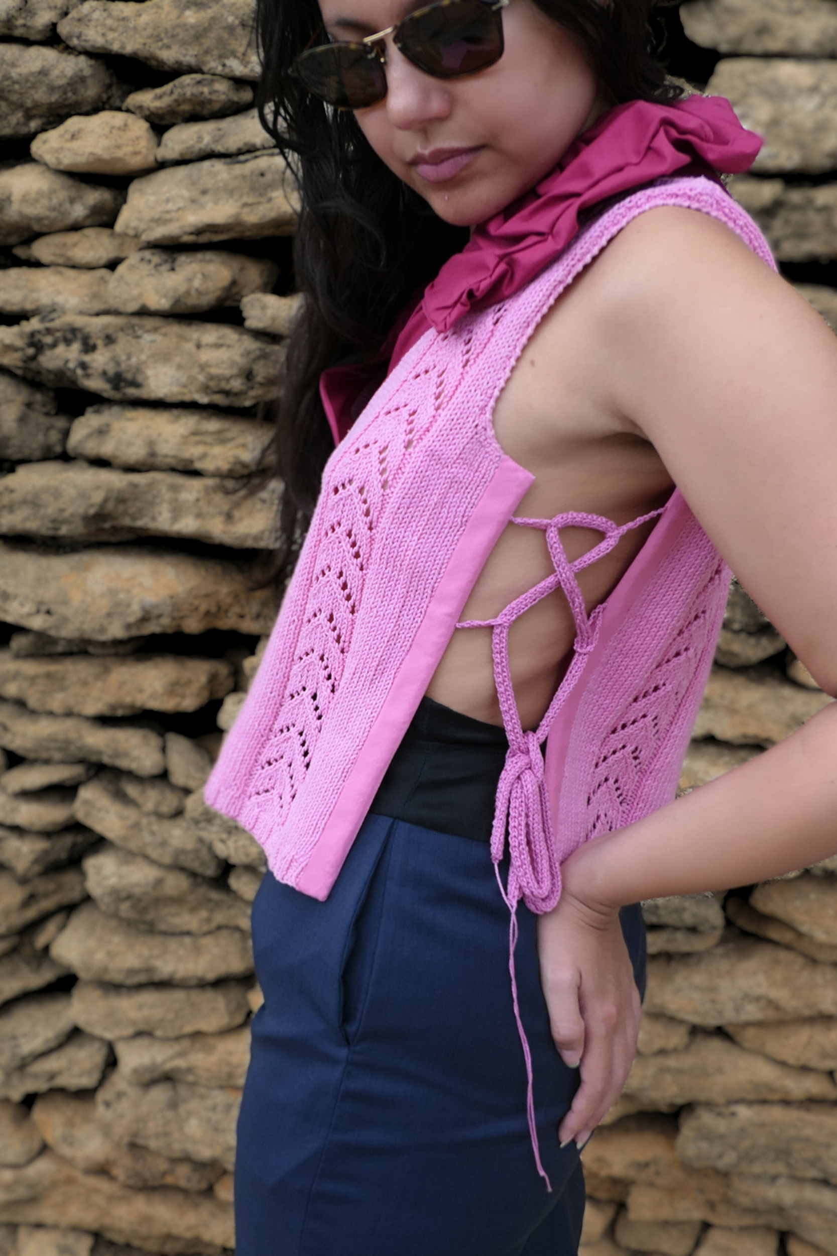 Pull Polo Artisanal Rebirth_Morganite_Profil Gauche Zoom1