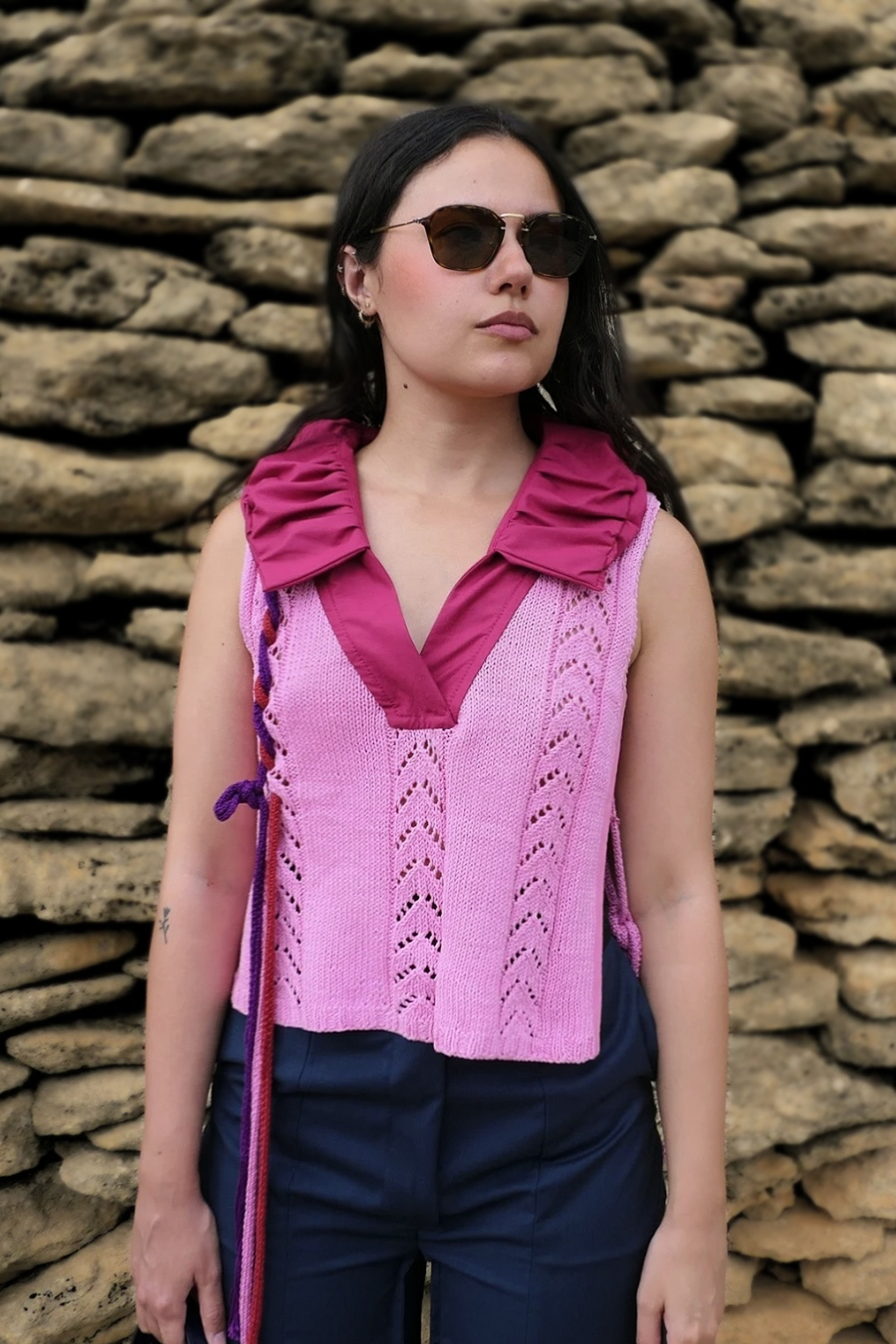 Pull Polo Artisanal Rebirth_Morganite_Devant Zoom