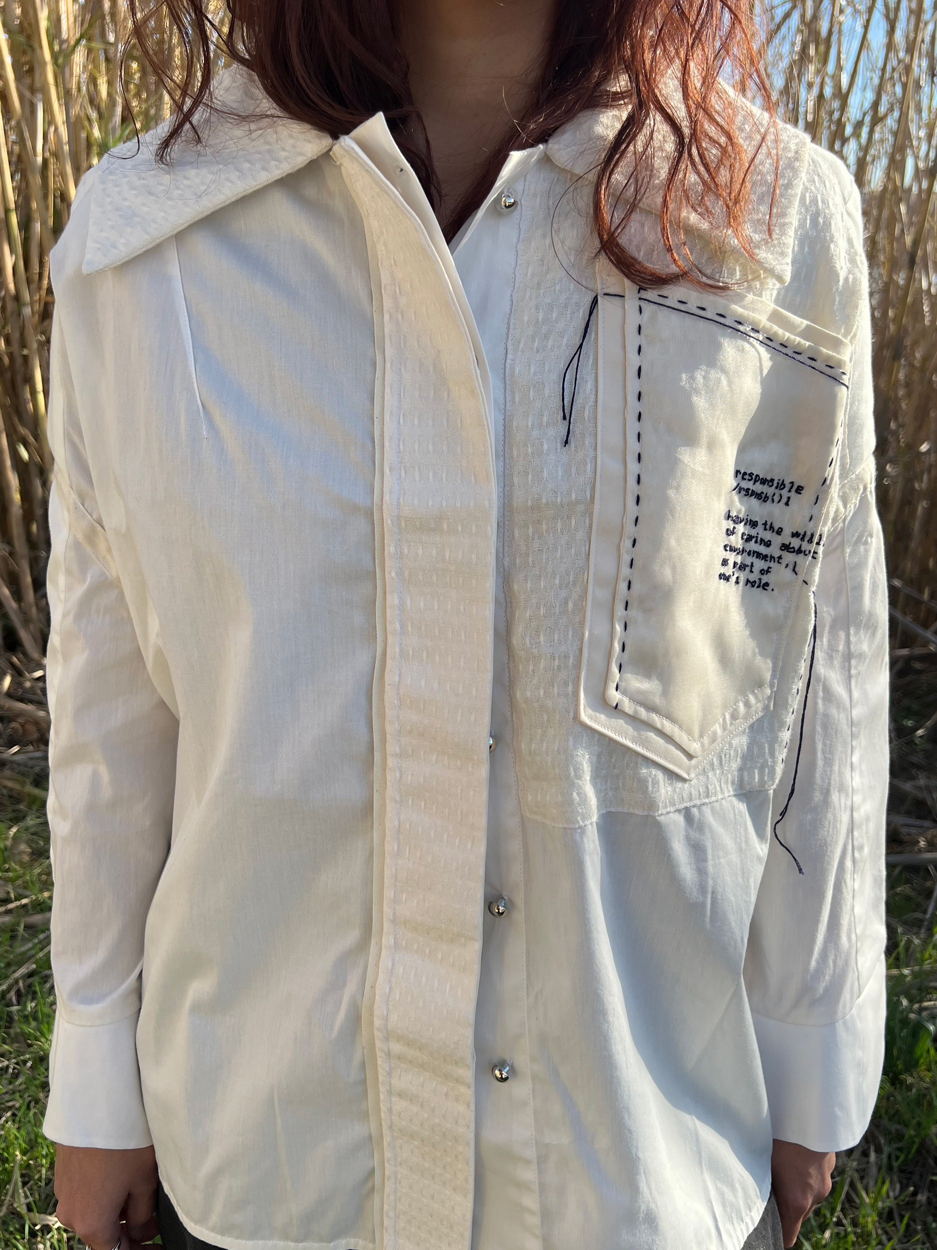 Chemise Workwear_Base_Perle_Zoom patte devant