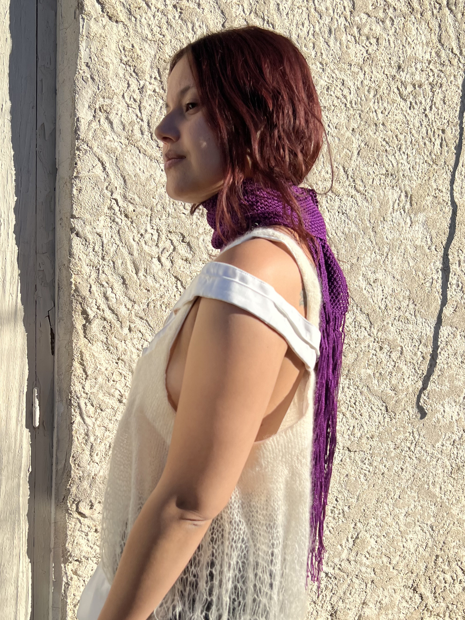 FOULARD-MAILLE_Artisanal_Améthyste_Profil-Loin