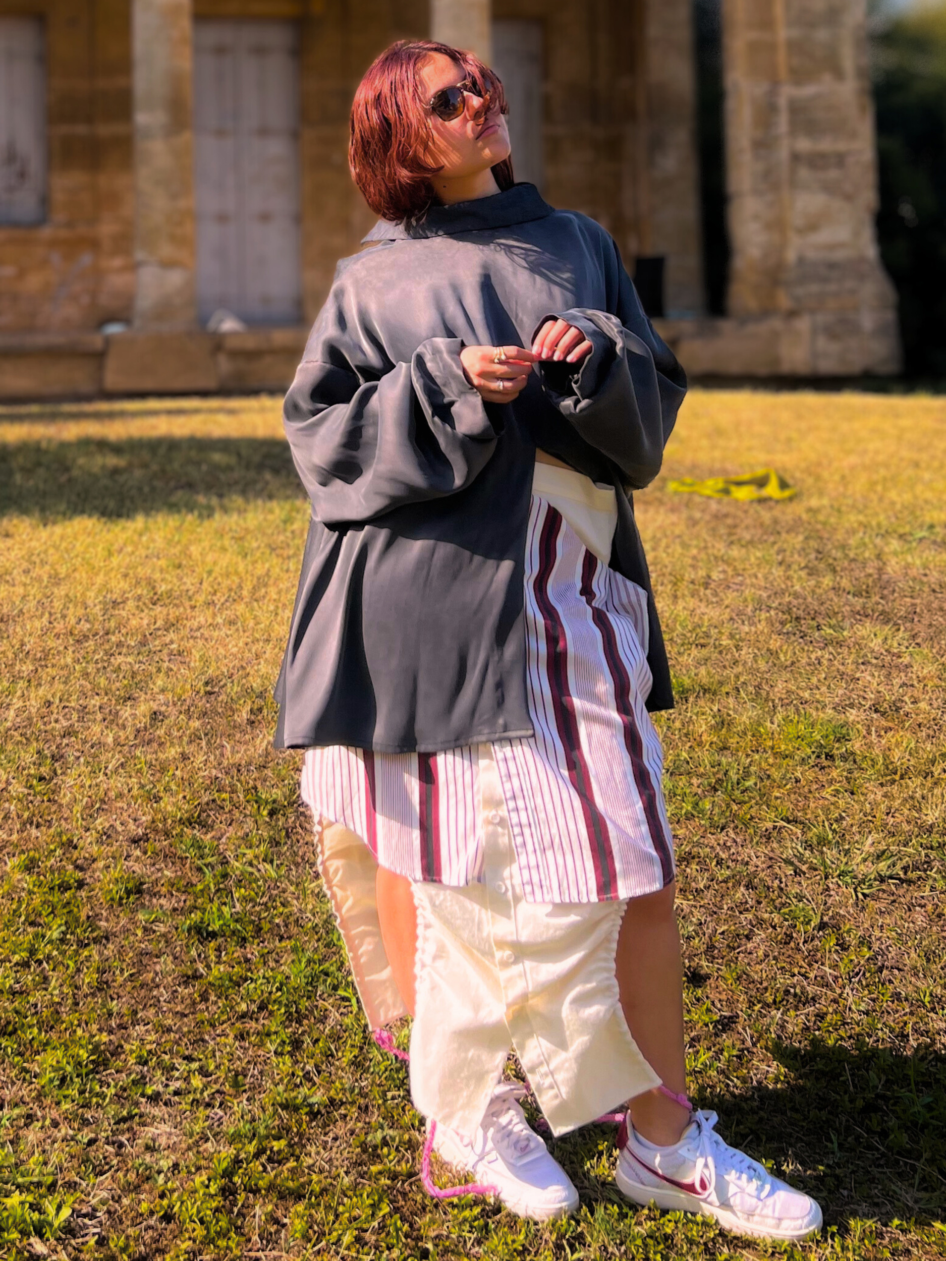 BLOUSE CAMISE EN SOIE & COTON DENIM