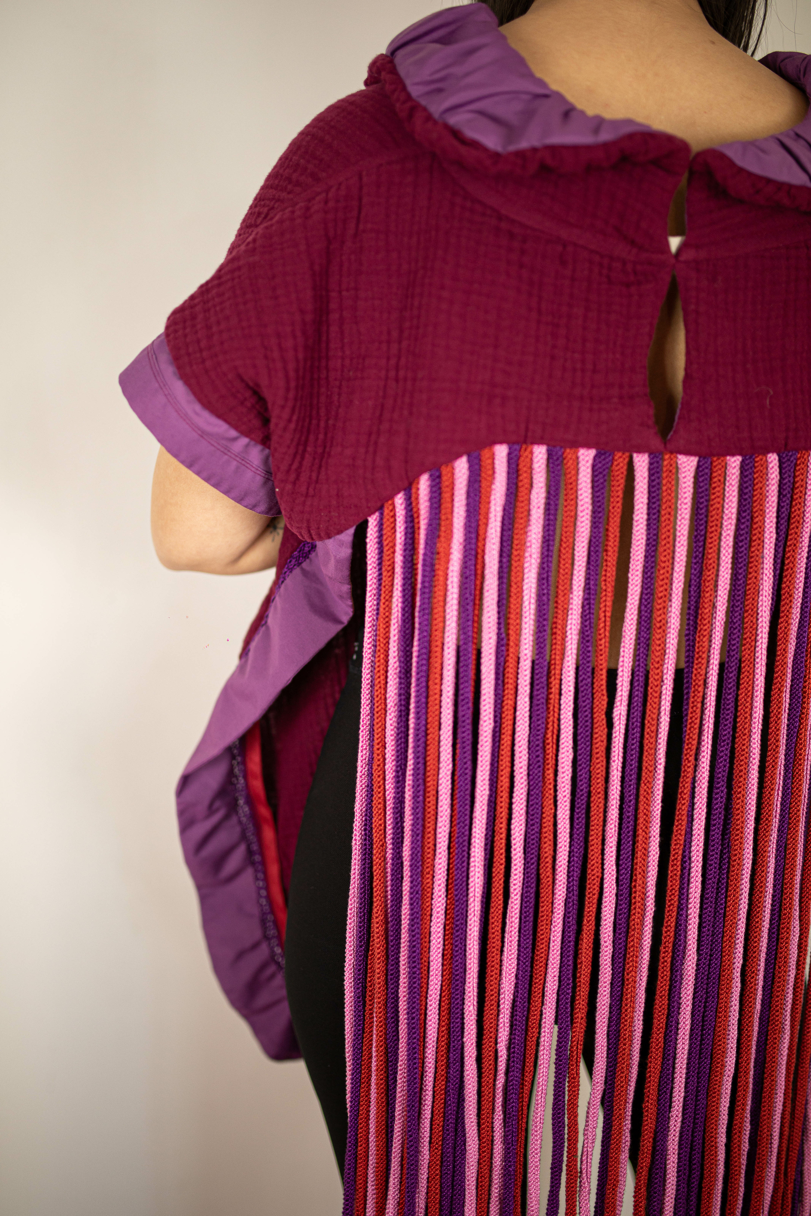polo artisanal grenat maille coton dos