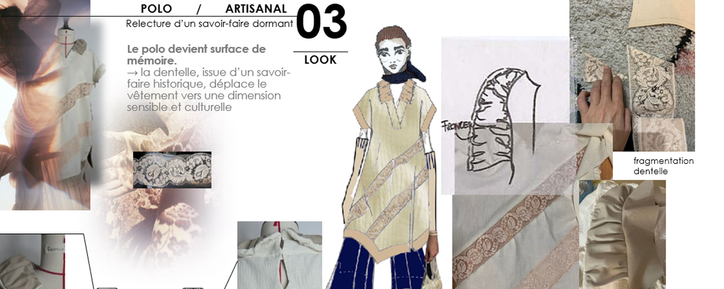 zoom details polo artisanal dentelle