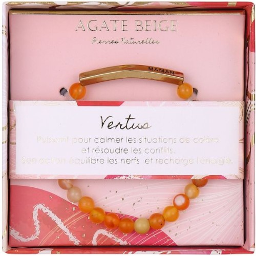 Bijou personnalisé maman bracelet en pierre naturelle agate beige